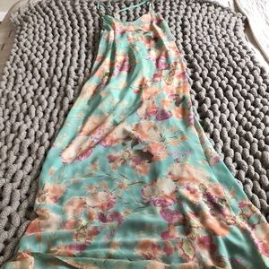 Mint floral fitted maxi dress